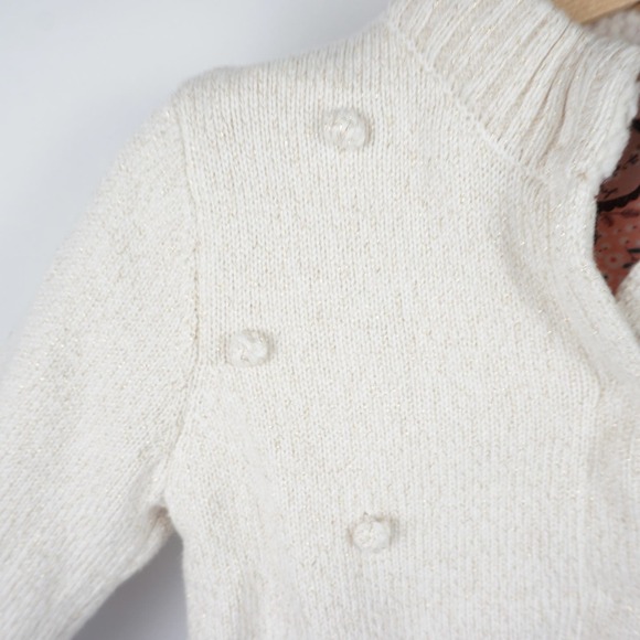 Sergent Major Bobble Knit Mock Neck Cozy Cardigan Cream Metallic Girls Sz 4 - Picture 2 of 8